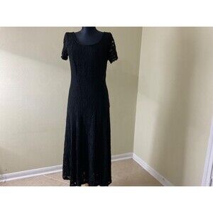 VTG. 80s Lanz Originals Fairy Witchy Romantic Lace Overlay Dress Sz 10 Low Back